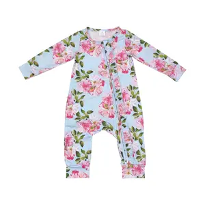 Long Sleeve Spring Floral Blue Baby Sleeper