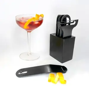 Microplane 5-Piece Cocktail Bar Tool Set with Storage Block – Citrus Zester, Peeler & Knife
