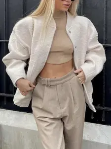 Women's Fashion Pilot Jacket Coat, Oversized Vintage Long Sleeve Button Front, Stylish Pocketed Outerwear, Casual Fall & Winter Top