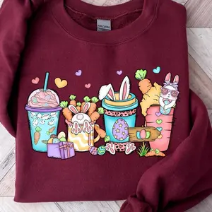 Easter Coffee Latte Sweatshirt TShirt Hoodie, Coffee Lover Easter Shirt, Teacher Easter Shirt, Cute Bunny Sweatshirt, Happy Easter Day Gift