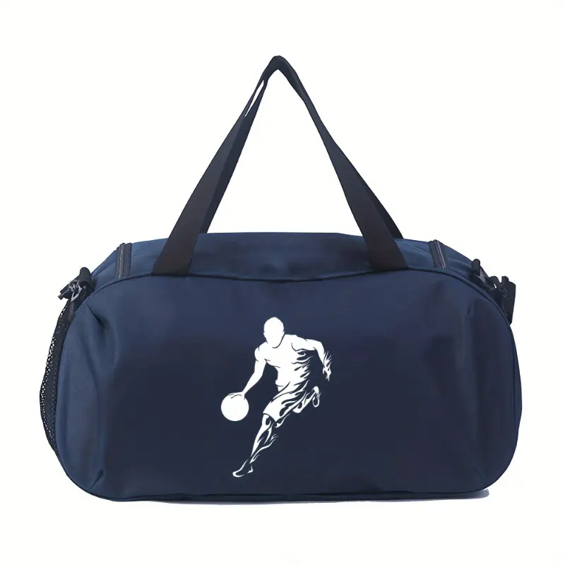 Basketball-Themed Polyester Sporty Gym Duffel Bag - Large-Capacity, Lightweight, Foldable Travel Bag with Zip Closure, Ideal Gift for Male Athletes, Sporty Gym Bags