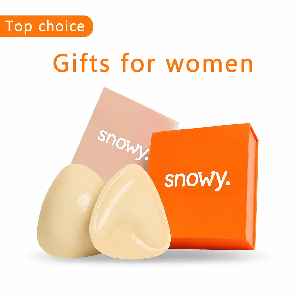 Snowy Women's Cotton Sticky Bra Pads - Adhesive Teardrop Silicone Bra Cups, Reusable Backless No Closure Inserts for Invisible Lift, Natural Enhancement & Swimsuits, Hand-Washable