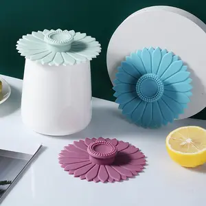 Sunflower Design Silicone Lid, Durable Reusable Kitchen Accessory, Perfect for Cups and Containers, Easy to Clean, Dishwasher Safe, Silicone Stretch Lids