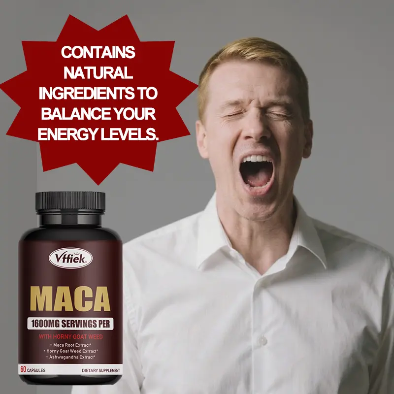 Vffiek Natural Maca Ashwagandha Extract Vitamins - 1600mg Per Serving Plant-Based Botanical Capsules, 60-Count Natural Health Supplements for Adults