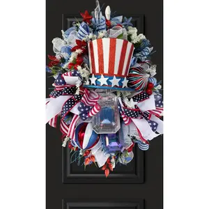 Patriotic Uncle Sam Wreath – Red White & Blue Door Decor