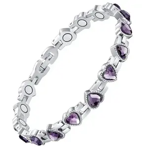 Magnetic Bracelets for Women, Titanium Steel Magnetic Bracelet with Neodymium Magnets & Sparkling Crystals, Jewelry Gifts