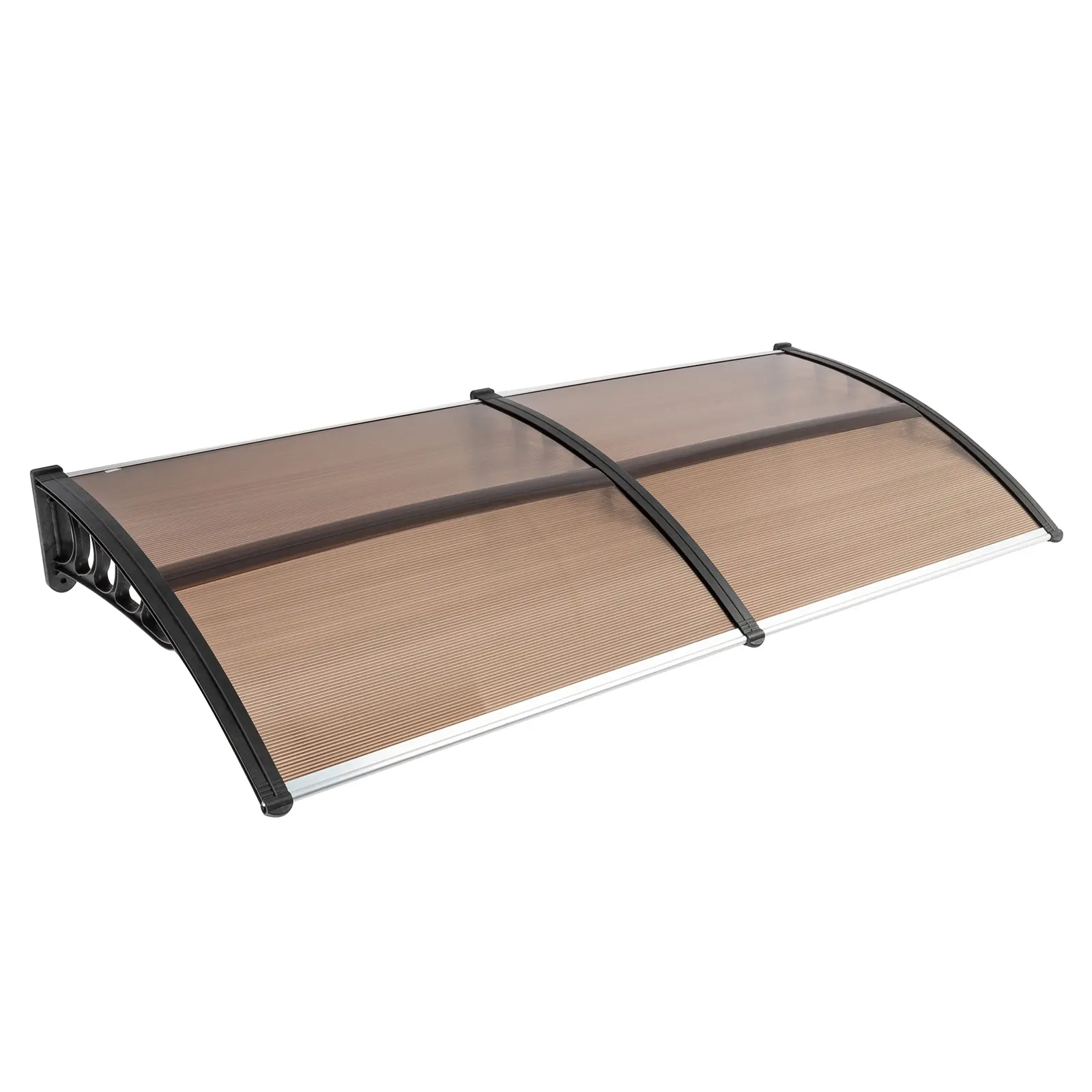 80x38in (200x100cm) Household Door & Window Rain Cover Eaves Canopy, Outdoor Sunshade Canopy, Brown Polycarbonate Board & Black Aluminum Bracket, Bulging Arch Design, Rain-Resistant, Sun-Protective, Decorative (SAME AS 82632470), Outdoor Canopy