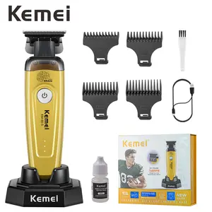 Kemei 90-5 Professional Hair and Beard Trimmer for Men 7500 RPM Zero Gapped Hair Clippers for Barbers with T Blade Cordless Rechargeable