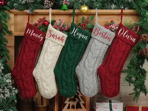 Personalized Embroidered Christmas Stocking Family Christmas Stockings Knitted Stocking Monogram Stocking Christmas Gifts Holiday Decor