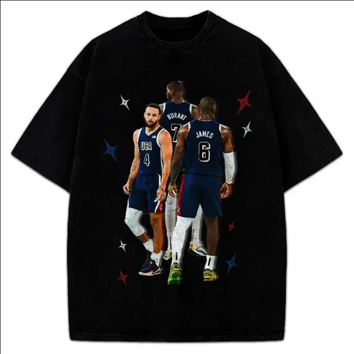 Stephen Curry Lebron James Kevin Durant BIG 3 USA World Champ Graphic Shirt, Bootleg Basketball Tee, Gift For Fan