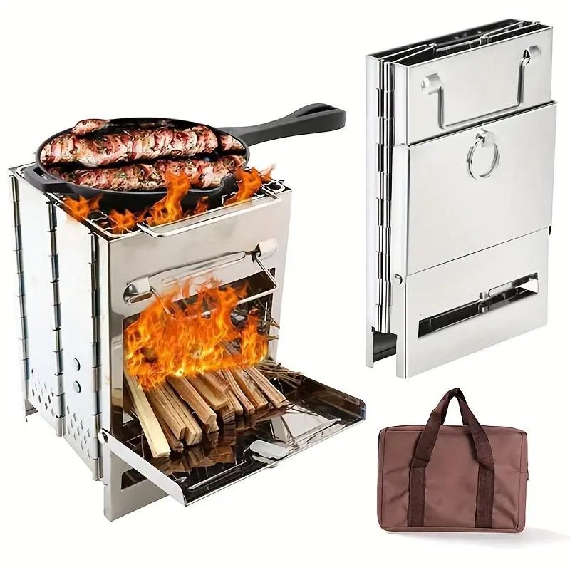 Portable Stainless Steel Barbecue Stove, Foldable Barbecue Grill, Foldable Bbq Grill, Outdoor Cooking Solution, Outdoor Cooking Equipment for Camping, Picnic, Barbecue and Backyard Party