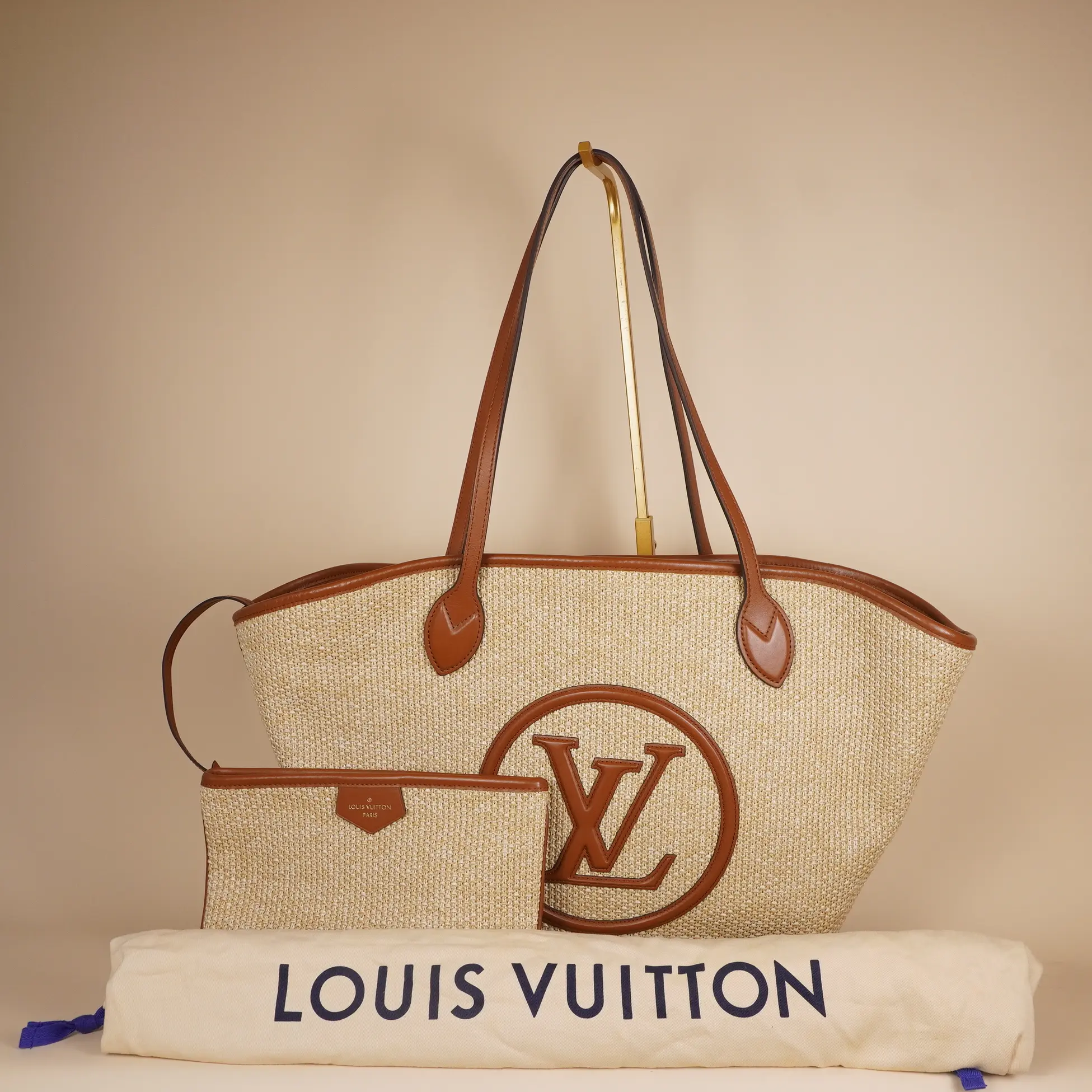 Pre-owned Louis Vuitton Raffia Shoulder Bags Saint Jacques Tote Caramel