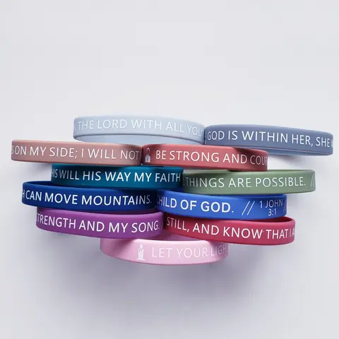 12 Brightly Colored Printed Bible Verse Silicone Wristband - Unisex Religious Jewelry Gift, Inspirational Scripture Design, Daily Faith Reminder, One Size Fits All Costume Jewelry Bracelet
