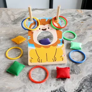 Wooden Sandbag Ring Game Set, Reusable Hand-Eye Coordination Toy, Family Party Fun, Ideal for Christmas, Easter, Halloween, Birthday Gift