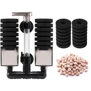 Aquarium Sponge Filter Fish   Filter Quiet Submersible Bio Sponge Filter with 2 Spare Sponges and 1 Bag of Bio Ceramic Media Balls