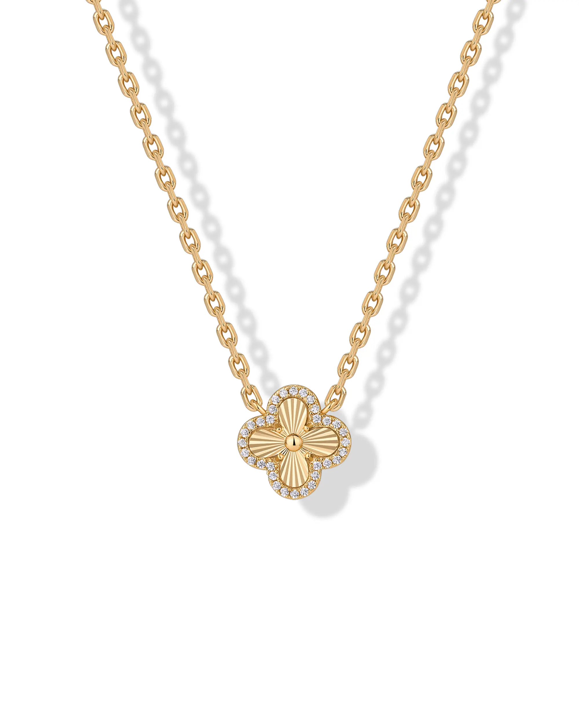 PAVOI 14K Gold Plated Clover Layered Necklace for Women - Clover Pendant Necklace
