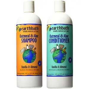 earthbath, Oatmeal & Aloe Dog Shampoo and Conditioner - Oatmeal Shampoo for Dogs, Itchy, Dry Skin Relief, Dog Wash, Made in USA, Dog Conditioner, Pet Shampoos - Vanilla & Almond, 16 Oz (1 Set)
