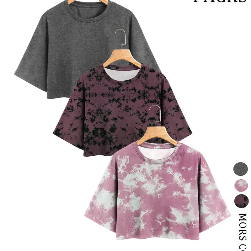 Women's Tie Dye Print T-shirt, Casual Short Sleeve Round Neck Tee for Summer, Ladies Clothes for Daily Wear, Top