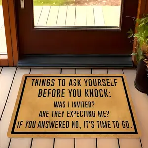 Humorous Knocking Reminder Design Doormat, Vintage Entrance Rug, Decorative Area Rug, Absorbent Floor Mats, Anti-slip Quick drying Soft Carpets, Suitable for Multi-scenario, Indoor Outdoor Entrance Carpet Home Decor, Gifts for Family and Friends