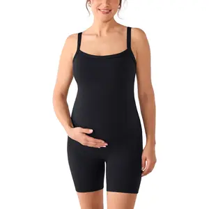 MOMANDA Padded Maternity Bodysuit Shorts Pregnancy Jumpsuit Sleeveless Tank Top Romper Shapewear