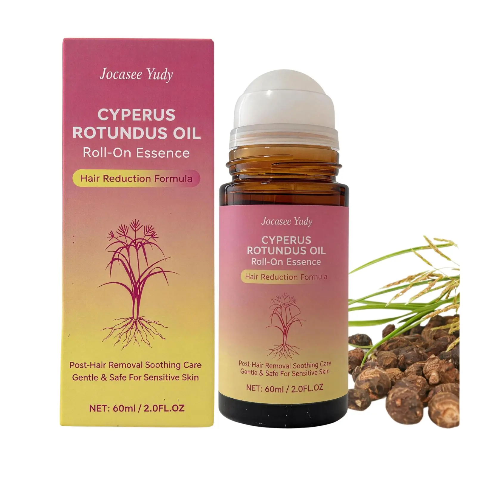 Cyperus Rotundus Oil for Hair Removal Natural Cyprus Cypress Rotundus Oil Reduces Unwanted Hair Body Roll-On Serum- 60ml/2oz