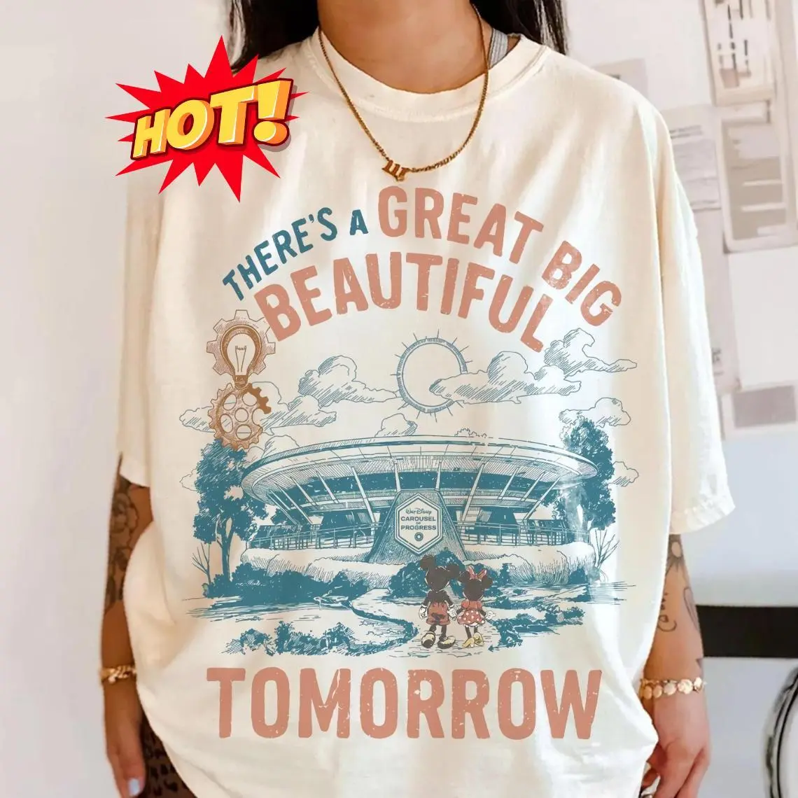 Retro 90s WDW There's a Great Big Beautiful Tomorrow Shirt, Magic Kingdom WDW Tee, Family Trip 2026 Shirt