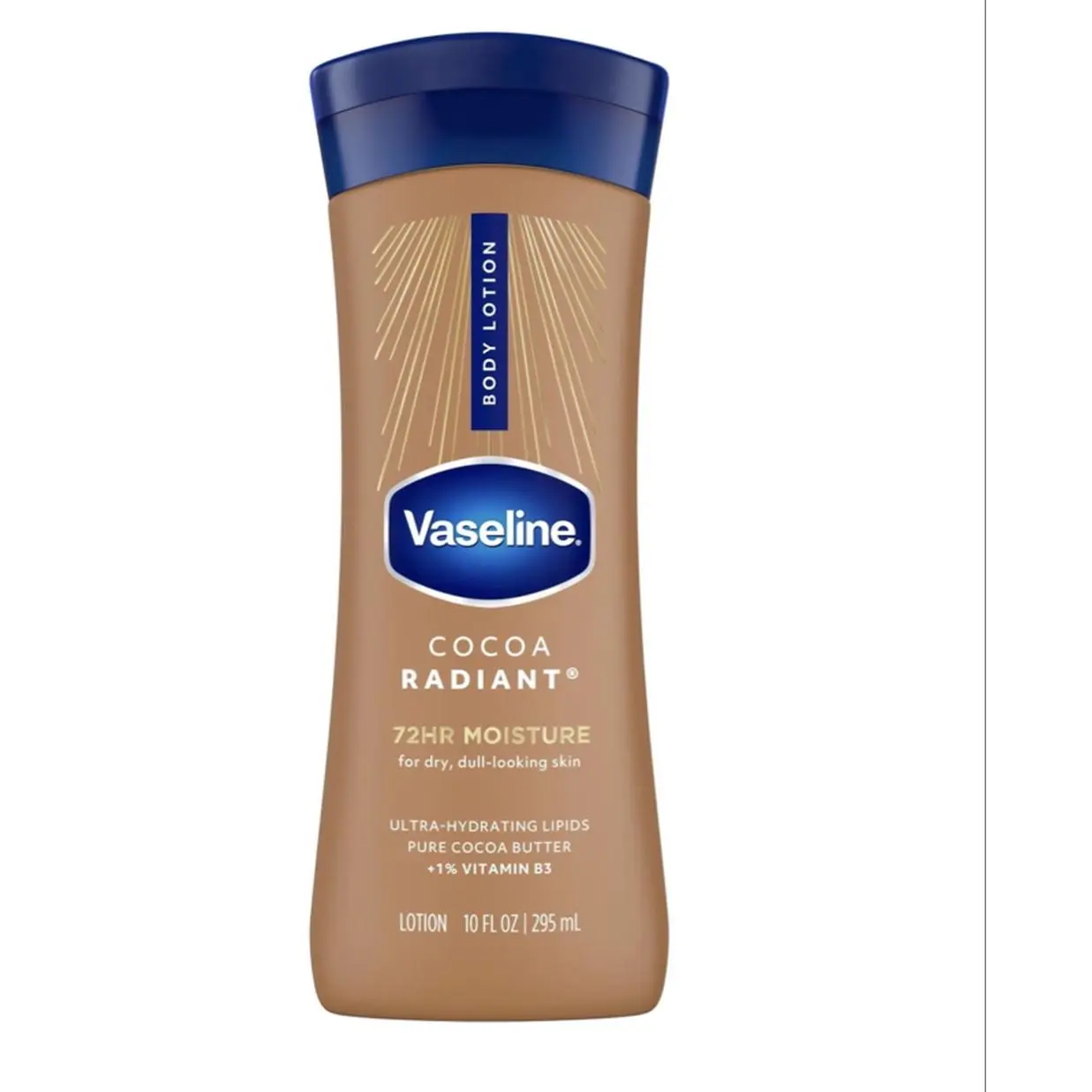 Vaseline Intensive Care Cocoa Radiant Lotion for Dry Skin with Ultra-Hydrating Lipids & Pure Cocoa Butter 72HR Moisture 10 FL OZ