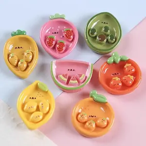 7Pcs Mini Cartoon Cute Fruit Plate, Refrigerator Magnet, Kitchen and Office Decoration