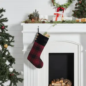 Boone Trace Red Black Plaid Stocking