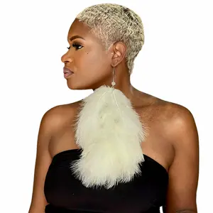 Boho Feather Earrings Handmade Cream Plumes Marabou Down Design Long Dangle Ethnic Vibe Unique Jewelry for Women