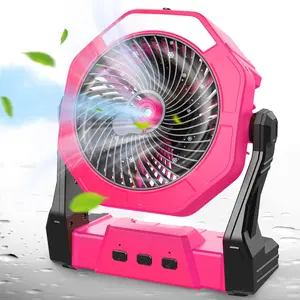 Portable Misting Fans, Pink Outdoor Cooling Fan for Patios, [Max 35H Runtime] 8 Inch Battery Operated Rechargeable Fans, Water Spray Fan with LED Light for Pets/Travel Beach Camping Essential