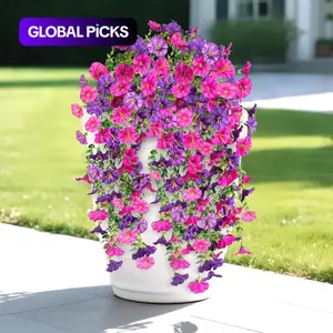 4 Pack Artificial Flowers for Outdoors Decoration, Vibrant Faux Flowers, Fake Hanging Flowers Morning Glory UV & Fading Resistant, Artificial Faux Plants Deocr, for Home Porch Patio Balcony Planter Yard Garden Farmhouse #GLOBAL PICKS