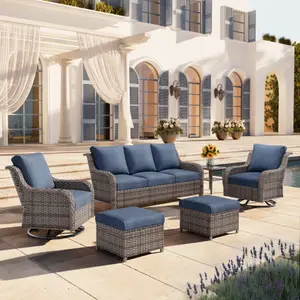 360° Swivel Rocking Outdoor Wicker Set with Modular Sectional