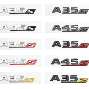 3d ABS red and black S logo A35S A45S letter badge sticker is suitable for Mercedes-Benz A45S AMG W176 W177 automotive supplies.