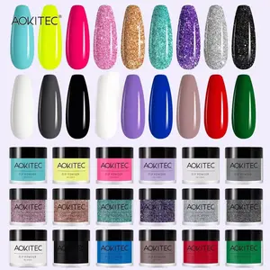 Aokitec Nail Dip Powder French Nail Art Starter Manicure Salon DIY Red Blue Pink Purple Green Red Gray Black 1 OZ