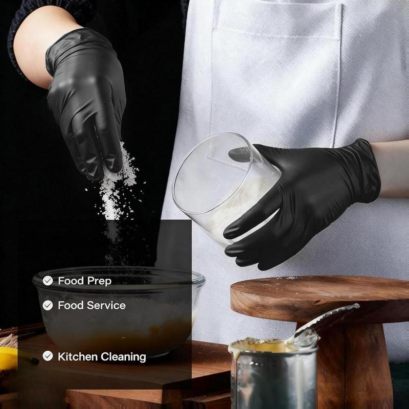 100/500/1000 Black Nitrile Exam Gloves 4 Mil, Powder-Free Disposable Gloves for Medical, First Aid,Cleaning Food Prep, Tattoo,Cooking