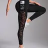Women's Contrast Mesh Sheer Cut Out Leggings, Casual Comfy Breathable Skinny Pants for Yoga Gym Workout, Ladies Bottoms, Activewear Bottoms for All Seasons, Fitness Bottoms