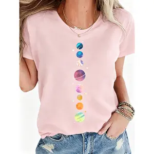 Women's 2026 Summer New Arrival Pure Cotton Short-Sleeve T-Shirt - Basic, Printed, Comfortable Fit Fabric Casual Versatile Top