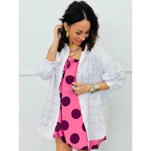 White Rhinestone Embellished Button Up Top (One Size)
