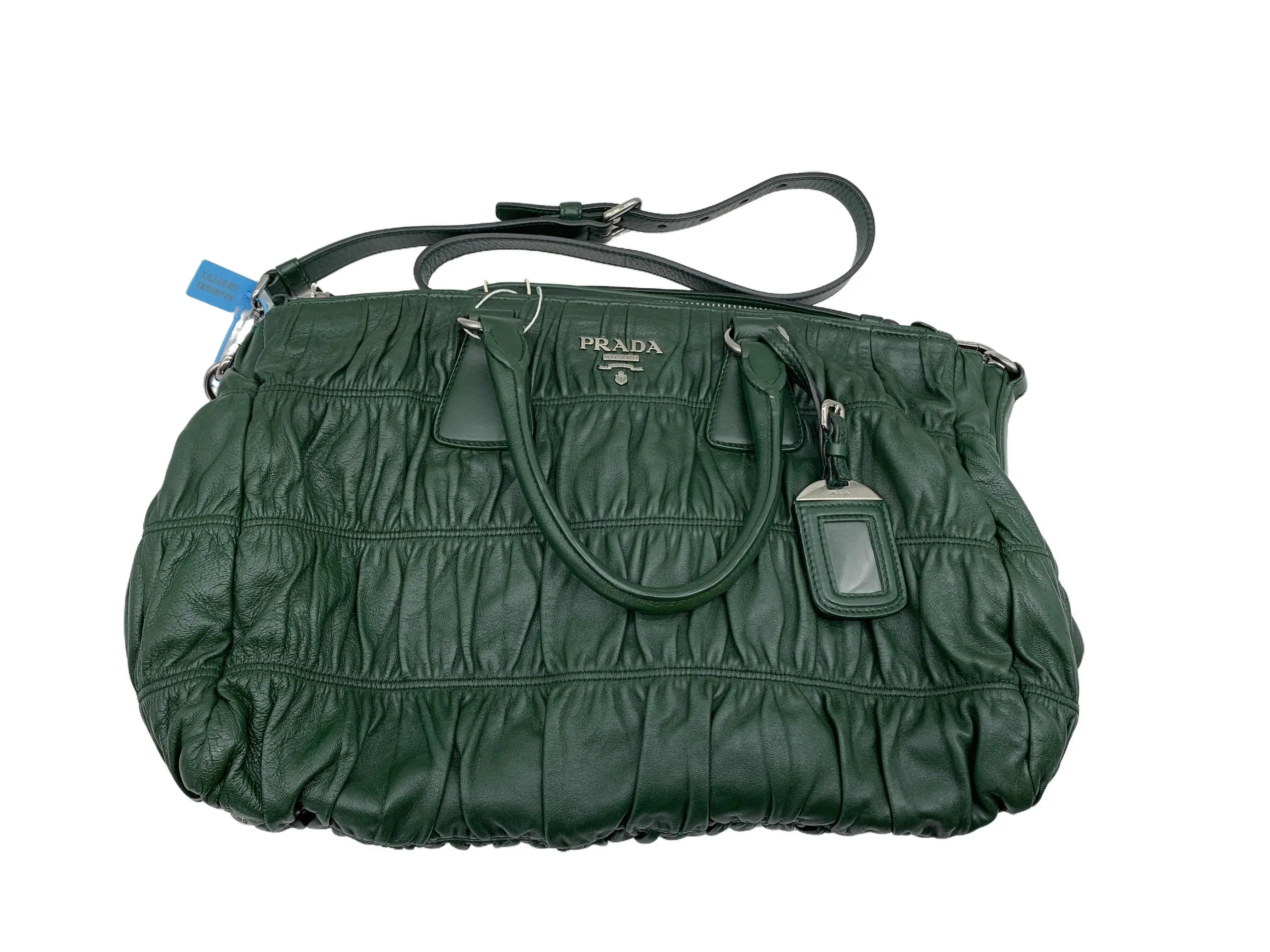 Pre-owned PRADA Green Ruched Handheld Bag/WJ07101907/1907