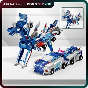 Magnetic Transforming Car Toy, Transformer Car, Desktop Mini Toy, 2-In-1 Magnetic Car Transforms to Dragon & Unicorn, Fun Toy for Boys Girls Birthday Christmas Gift
