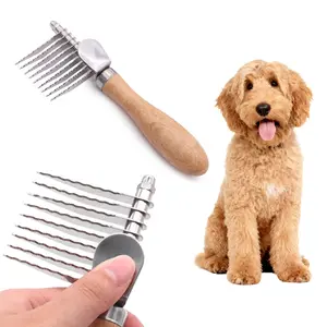 Dog Comb for Dematting Detangling Brush for Dogs & Cats - Gently Removes Mats from Undercoat Fluffs Fur for Poodles Golden Retrievers and Long-Haired Pets Stainless Steel Pet Grooming Comb Removes Dead Detangler Brush for Dogs Comb Tool for Grooming