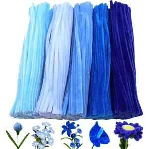 500 count Blue Series Color Pipe Cleaner Craft Set in 5 Assorted Colors, Pipe Cleaners Chenille Stems for Christmas DIY Decorations,Art Projects
