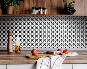 360 Stand 8x8 in. Square Black & White Pinna Peel & Stick Removable Tiles, 24 Pieces (Model 399989)