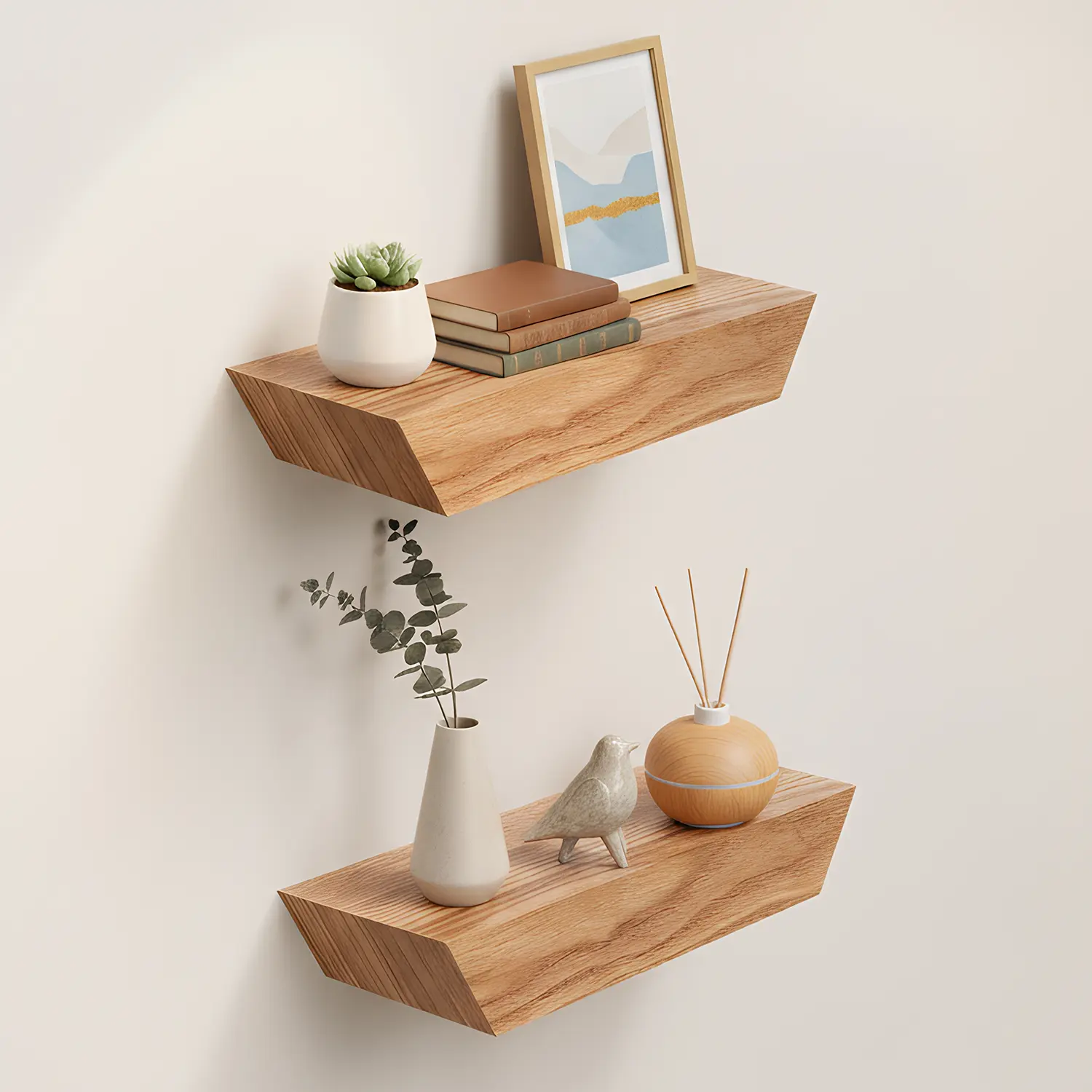 Spaco 11.81in Durable Wooden Hanging Floating Shelves - Decorative Room Decoration, Space-Saving Wall-Mounted Shelves with Invisible Brackets, Easy Installation, Book Storage - Ideal for Bedroom, Kitchen