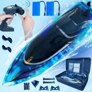 RC Boat with 2 Rechargeable Battery, 20+ MPH Fast Remote Control Boat for Pools and Lakes, 2.4G RC Boats Pool Toys for Adults and Kid (913-Blue)
