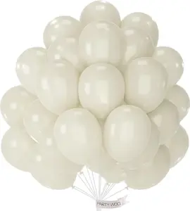 PartyWoo Pearl Beige Balloons 50pcs 12 Inch Off White Sand Cream Ivory Latex Helium Balloons for Graduation Anniversary Engagement Wedding Bridal Baby Shower Birthday Party Decorations White-Z41