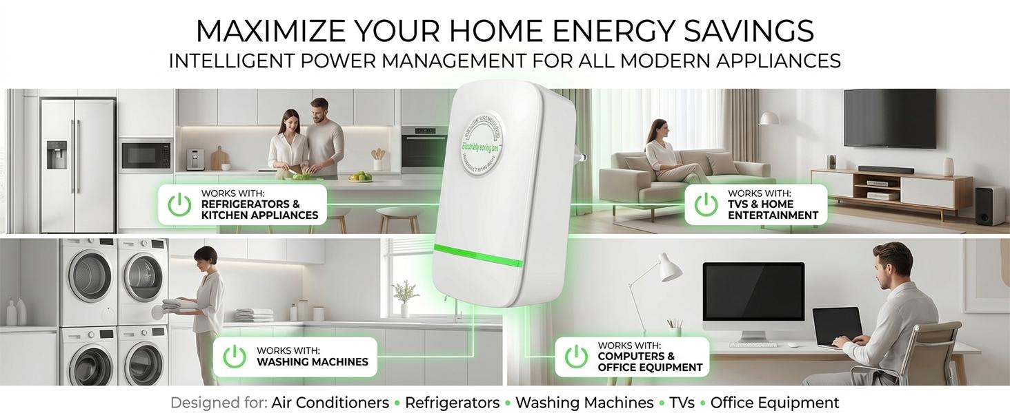2026 Upgraded US Plug Power Box – Smart Energy Saving Device for Home & Office (90V–250V), Compact Design with LED Indicator