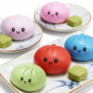 Dumpling Squishies Toy, Giant Glitter Dumpling, Colorful Dumplings Stress Balls Fidget Sensory Toy, Squeeze Dough Ball Stress Relief Hand Toys With Food Steamer Stretchy Desk Toys, Perfect Christmas Gift & Party Favors For Boys And Girls