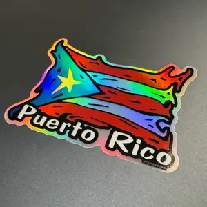 Puerto Rico Flag Holographic Sticker Waterproof